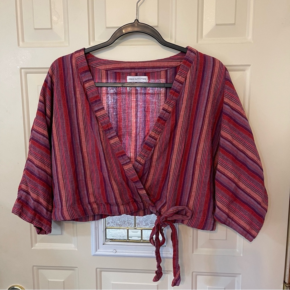Urban Outfitters Striped Faux Wrap Crop Top